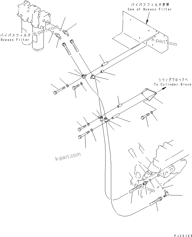 Komatsu parts book diagram for SA12V140-1E-A S/N 10001-UP: BYPASS FILTER PIPING(#10391-)