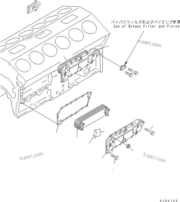 Komatsu parts book diagram for SA12V140-1E-A S/N 10001-UP: OIL COOLER (WITH BLOCK HEATER)(#11931-11994)