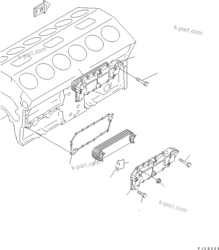 Komatsu parts book diagram for SA12V140-1E-A S/N 10001-UP: OIL COOLER (WITH BLOCK HEATER)(#11995-)