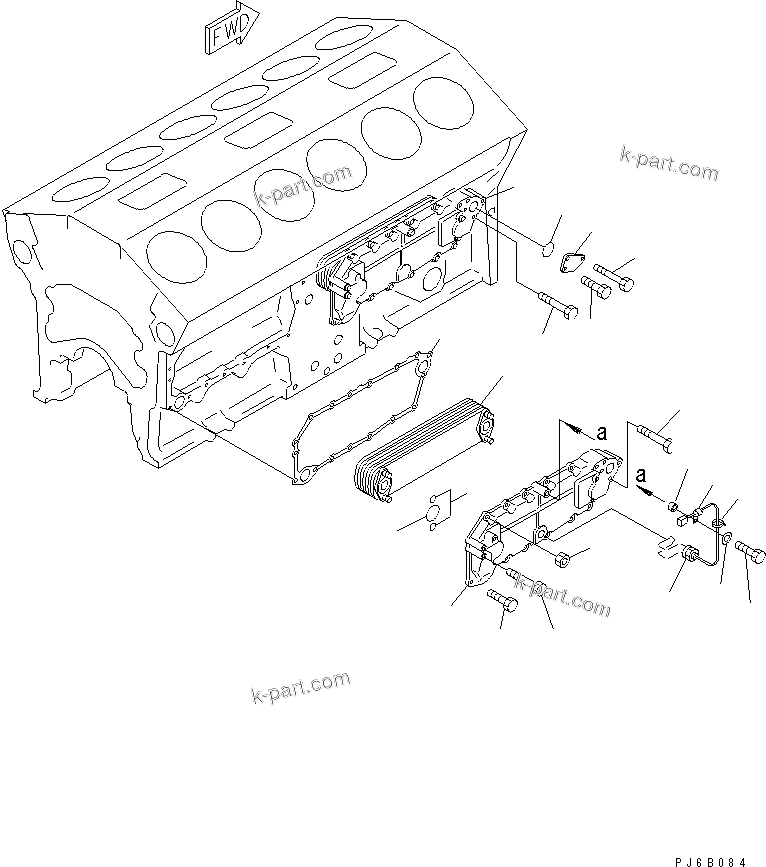 Komatsu parts book diagram for SA12V140-1E-A S/N 10001-UP: OIL COOLER (WITH BLOCK HEATER)(#11109-11930)