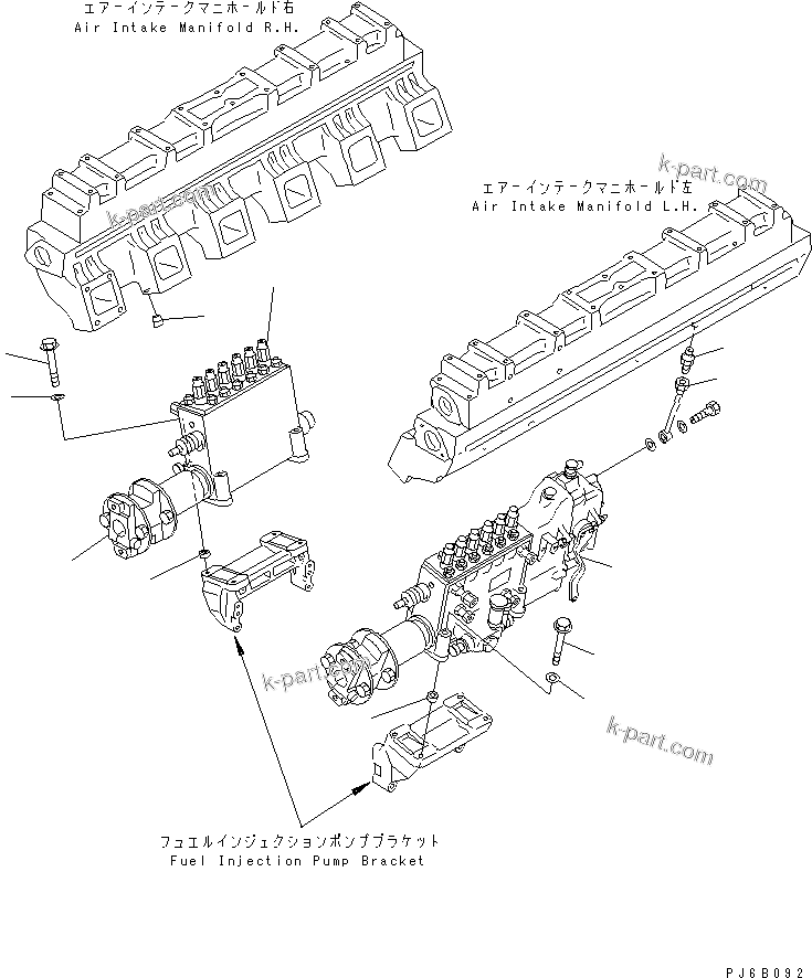 Komatsu parts book diagram for SA12V140-1E-A S/N 10001-UP: FUEL INJECTION PUMP MOUNTING(#10100-)