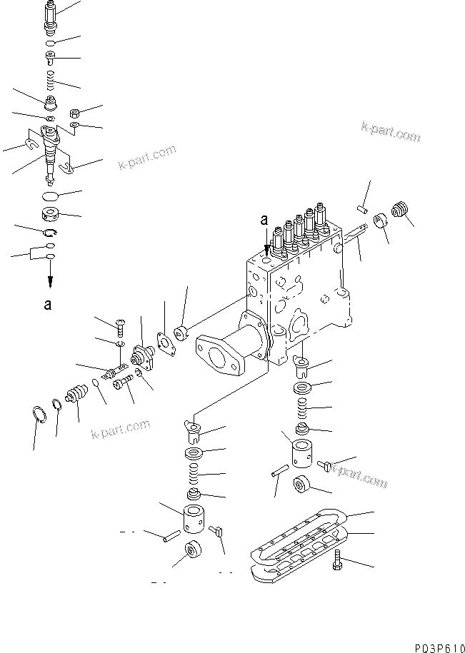 Komatsu parts book diagram for SA12V140-1E-A S/N 10001-UP: FUEL INJECTION PUMP (PUMP) (L.H.) (2/2) (INNER PARTS)(#10100-10297)