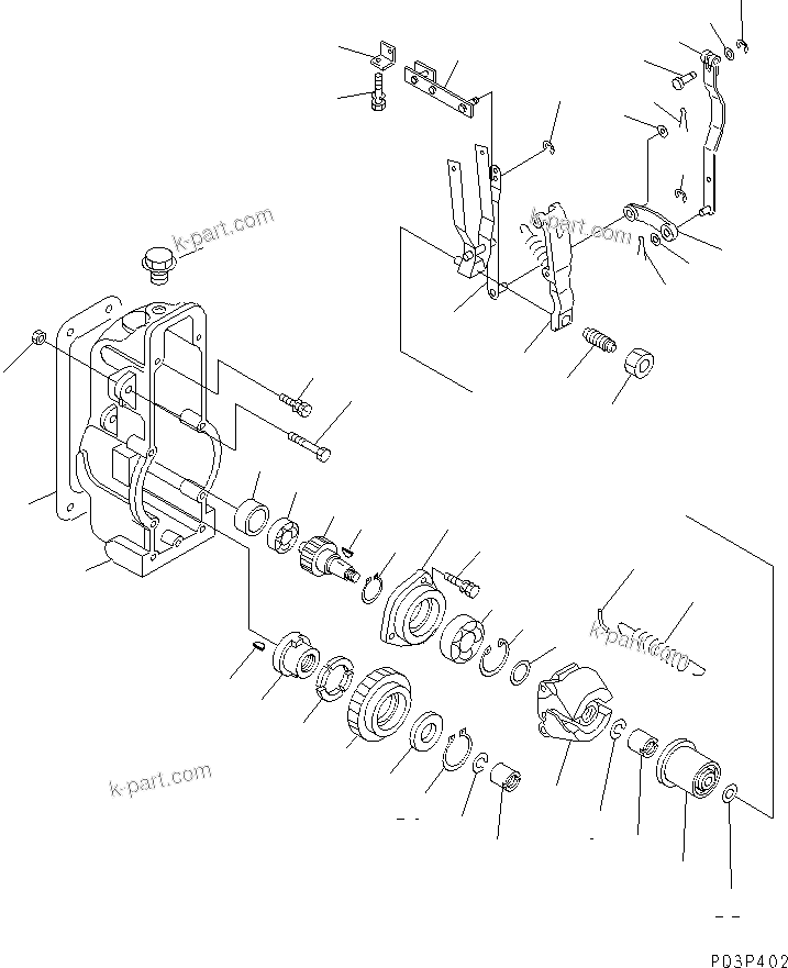 Komatsu parts book diagram for SA12V140-1E-A S/N 10001-UP: FUEL INJECTION PUMP (GOVERNOR) (L.H.) (1/2) (INNER PARTS)(#10100-10297)