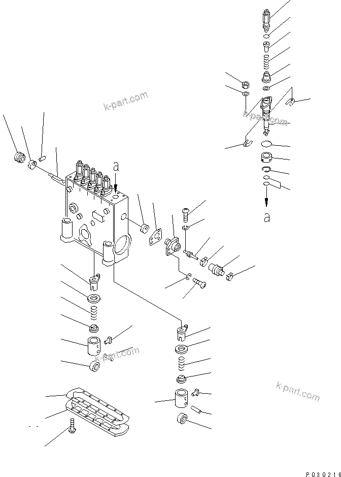 Komatsu parts book diagram for SA12V140-1E-A S/N 10001-UP: FUEL INJECTION PUMP (PUMP) (R.H.) (2/2) (INNER PARTS)(#10298-)