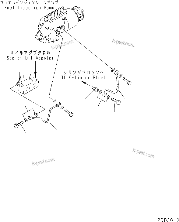 Komatsu parts book diagram for SA12V140-1E-A S/N 10001-UP: FUEL INJECTION PUMP LUBRICATING (2/2) (R.H. BANK)