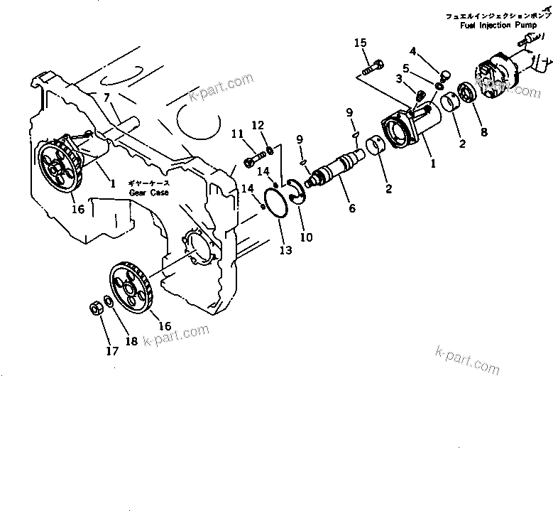 Komatsu parts book diagram for SA12V140-1E-A S/N 10001-UP: FUEL INJECTION PUMP DRIVE(#10100-11041)
