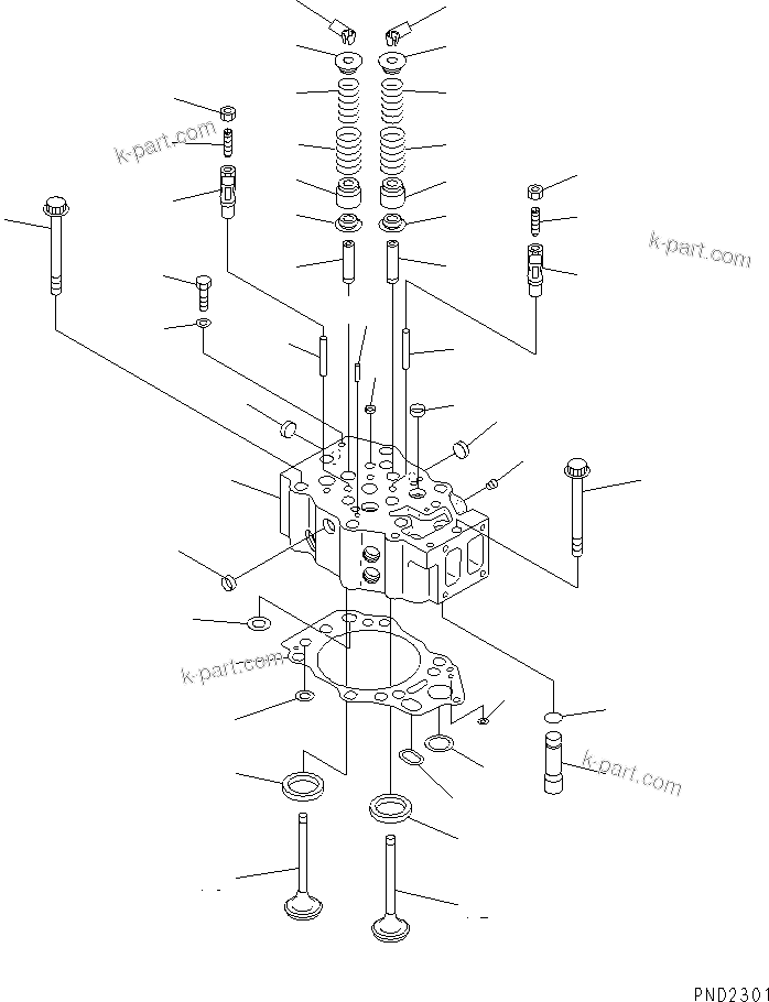 Komatsu parts book diagram for SA12V140-1R-A S/N 10001-UP: CYLINDER HEAD(#11023-11882)