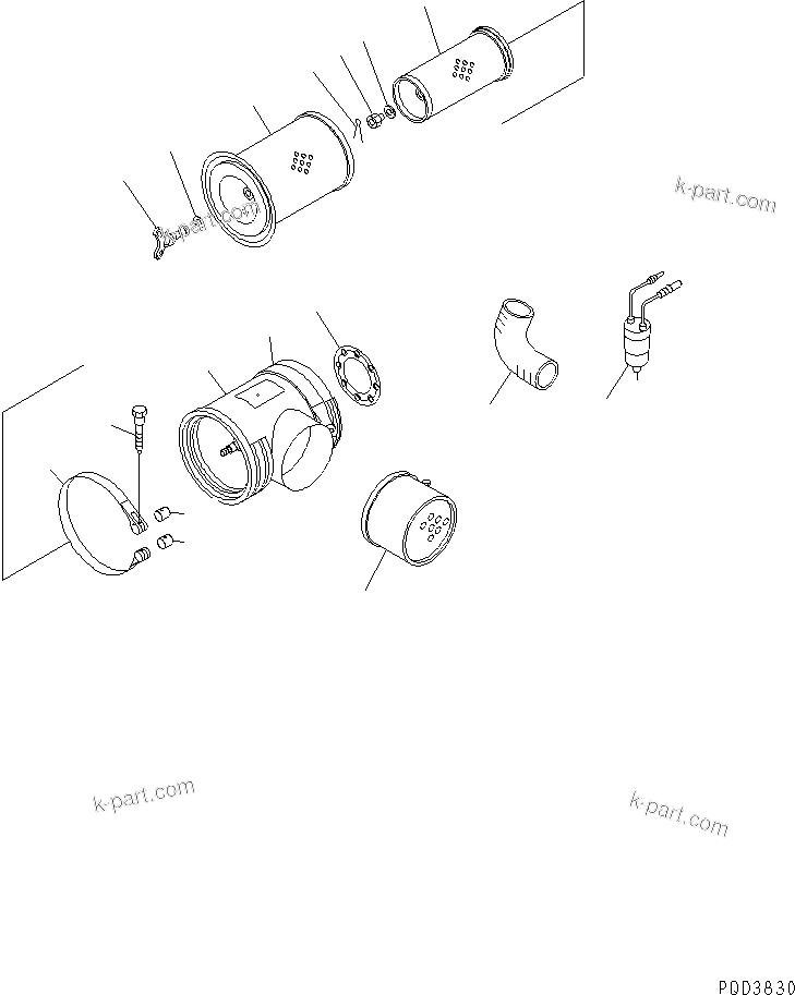 Komatsu parts book diagram for SA12V140-1R-A S/N 10001-UP: AIR CLEANER(#11640-12363)