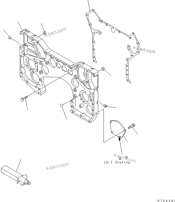 Komatsu parts book diagram for SA12V140-1R-A S/N 10001-UP: GEAR CASE(#11640-11858)