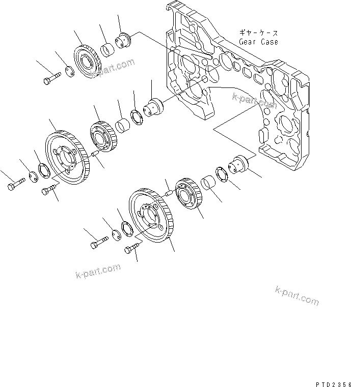 Komatsu parts book diagram for SA12V140-1R-A S/N 10001-UP: IDLER GEAR(#10909-)