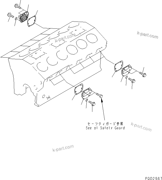 Komatsu parts book diagram for SA12V140-1R-A S/N 10001-UP: CAMFOLLOWER COVER