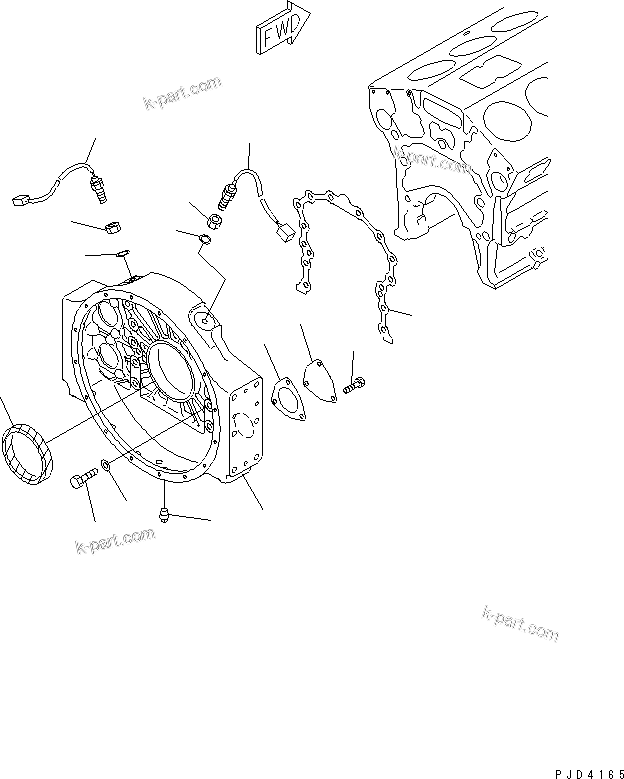 Komatsu parts book diagram for SA12V140-1R-A S/N 10001-UP: FLYWHEEL HOUSING(#10034-)