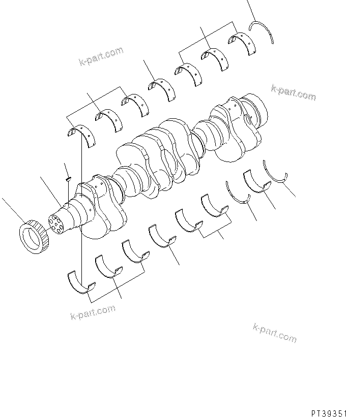 Komatsu parts book diagram for SA12V140-1R-A S/N 10001-UP: CRANKSHAFT