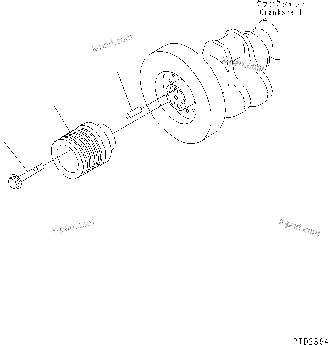 Komatsu parts book diagram for SA12V140-1R-A S/N 10001-UP: CRANK PULLEY (PULLEY DIAMETER 182MM)