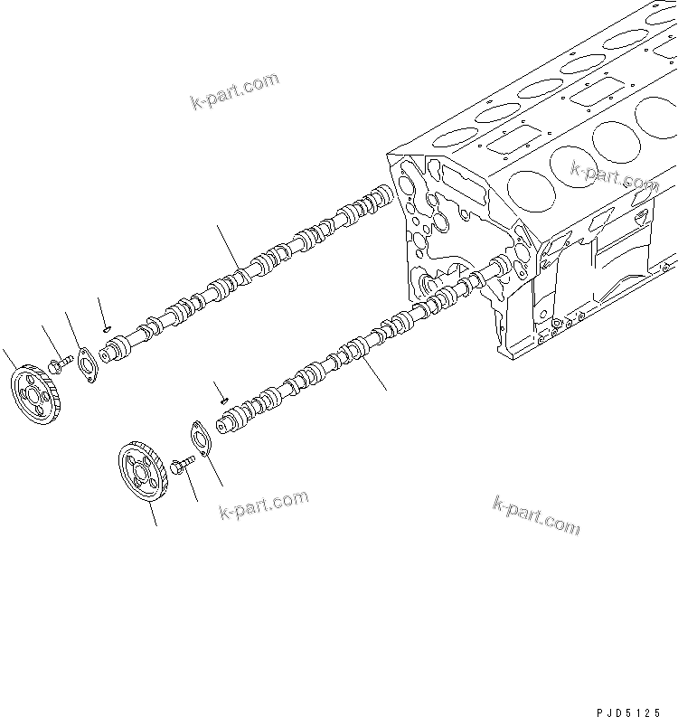 Komatsu parts book diagram for SA12V140-1R-A S/N 10001-UP: CAMSHAFT(#11893-)