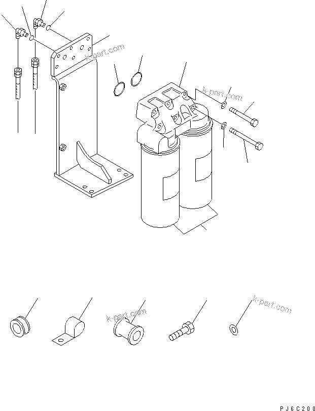 Komatsu parts book diagram for SA12V140-1R-A S/N 10001-UP: BYPASS FILTER (CHASSIS MOUNT)(#11640-12377)