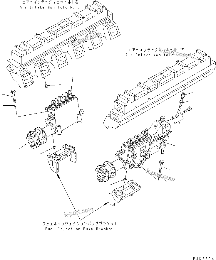 Komatsu parts book diagram for SA12V140-1R-A S/N 10001-UP: FUEL INJECTION PUMP MOUNTING(#11640-)