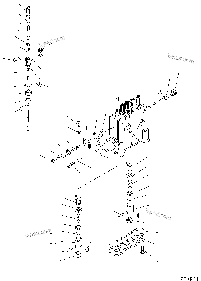 Komatsu parts book diagram for SA12V140-1R-A S/N 10001-UP: FUEL INJECTION PUMP (PUMP) (L.H.) (2/2) (INNER PARTS)(#11640-)