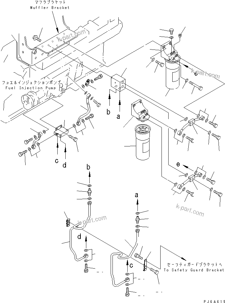 Komatsu parts book diagram for SA12V140-1R-A S/N 10001-UP: FUEL FILTER AND PIPING (1/2) (L.H.)(#11059-)