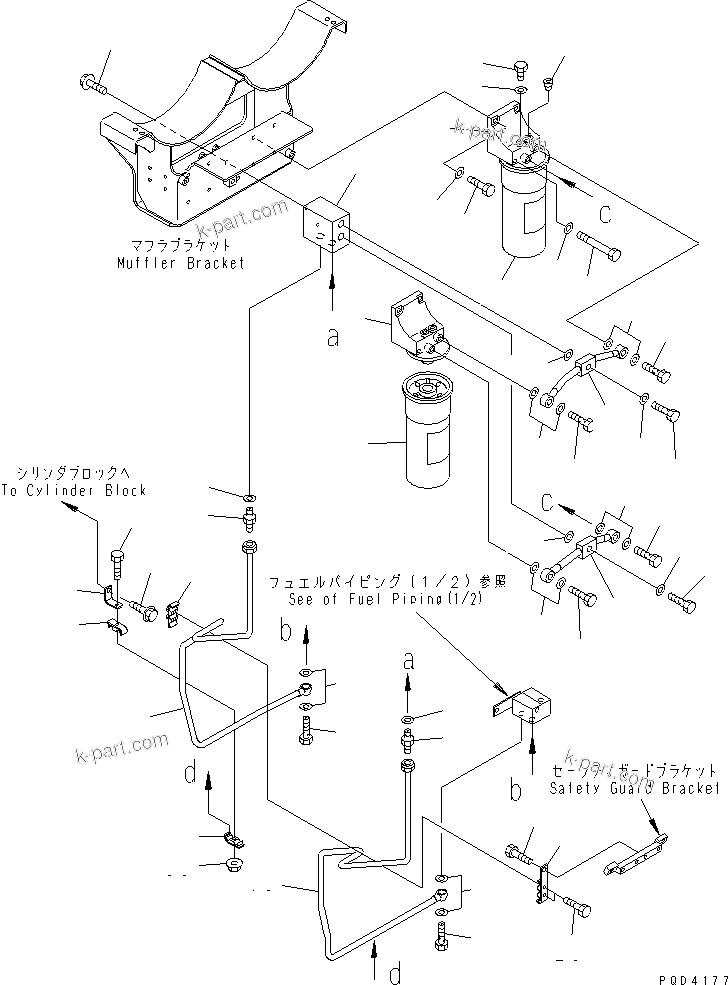 Komatsu parts book diagram for SA12V140-1R-A S/N 10001-UP: FUEL FILTER AND PIPING (FOR ELECTRICAL GOVERNOR)(#11922-)