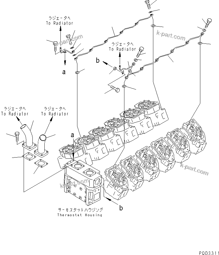Komatsu parts book diagram for SA12V140-1R-A S/N 10001-UP: AIR VENT(#10779-11669)