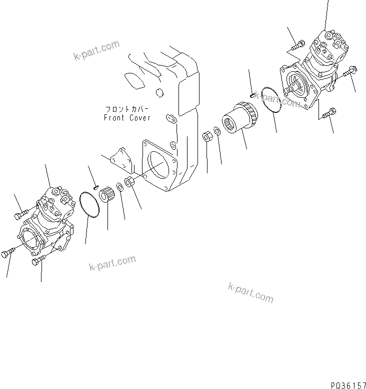 Komatsu parts book diagram for SA12V140-1R-A S/N 10001-UP: AIR COMPRESSOR AND MOUNTING(#10001-13302)