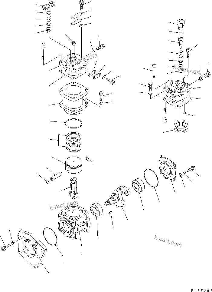 Komatsu parts book diagram for SA12V140-1R-A S/N 10001-UP: AIR COMPRESSOR (FRONT) (INNER PARTS)(#10001-13302)
