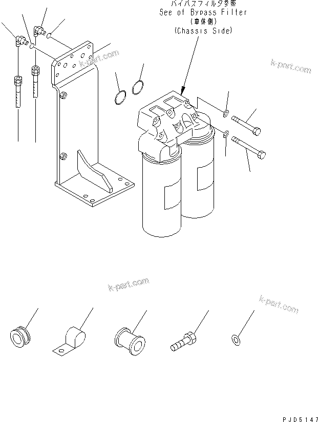 Komatsu parts book diagram for SA12V140-1R-A S/N 10001-UP: BYPASS FILTER BRACKET(#12378-)