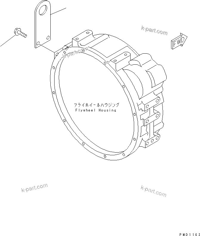 Komatsu parts book diagram for SA6D102E-1B S/N 26200467-UP: REAR HANGER