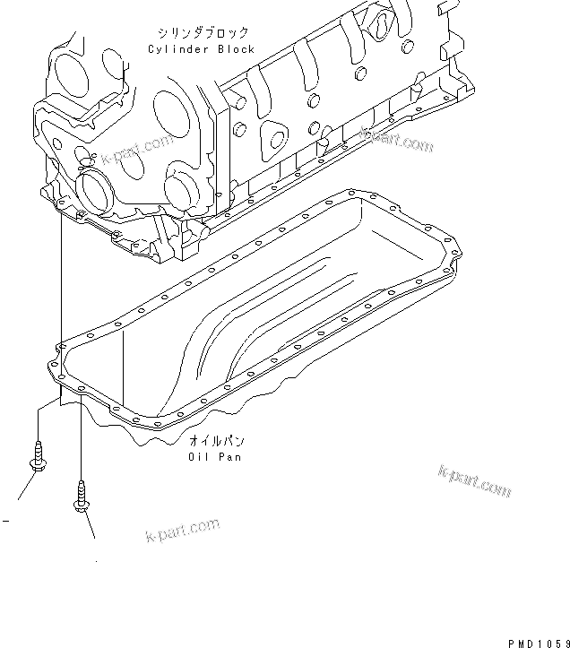 Komatsu parts book diagram for SA6D102E-1B S/N 26200467-UP: OIL PAN BOLT(#26200467-26204448)