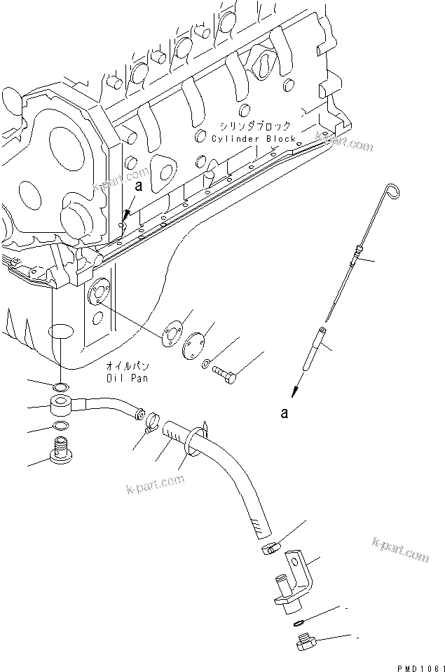 Komatsu parts book diagram for SA6D102E-1B S/N 26200467-UP: OIL GAUGE AND REMOTE OIL DRAIN
