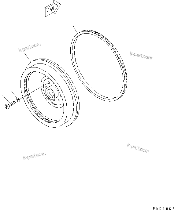 Komatsu parts book diagram for SA6D102E-1B S/N 26200467-UP: FLYWHEEL(#26200467-26216556)