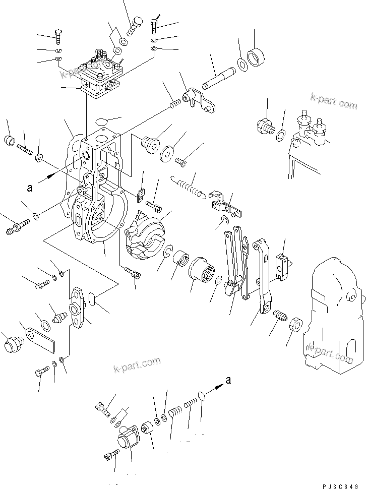 Komatsu parts book diagram for SA6D102E-1B S/N 26200467-UP: FUEL INJECTION PUMP (GOVERNOR) (1/2) (INNER PARTS)(#26242666-)