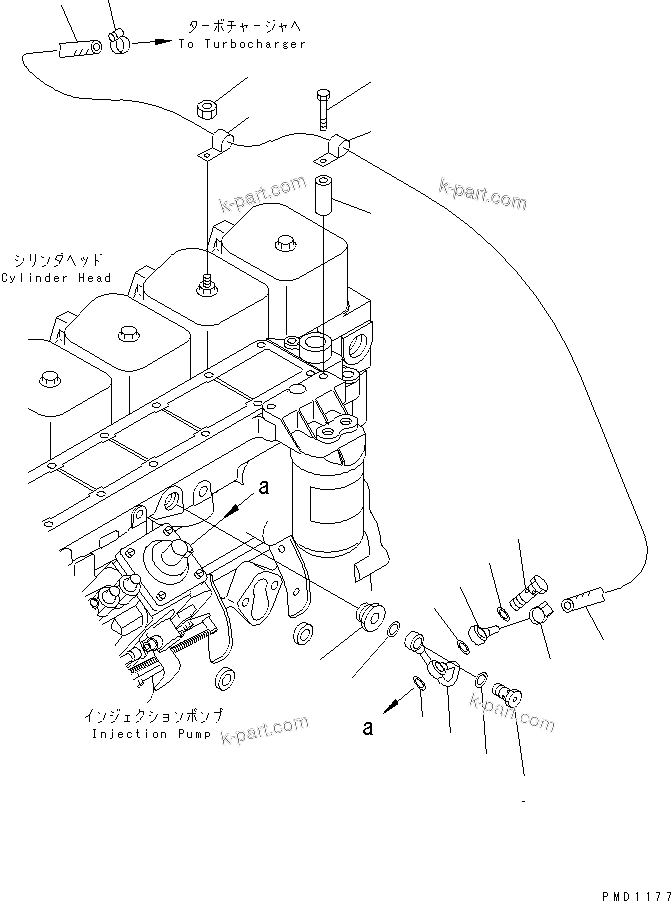 Komatsu parts book diagram for SA6D102E-1B S/N 26200467-UP: BOOST TUBE
