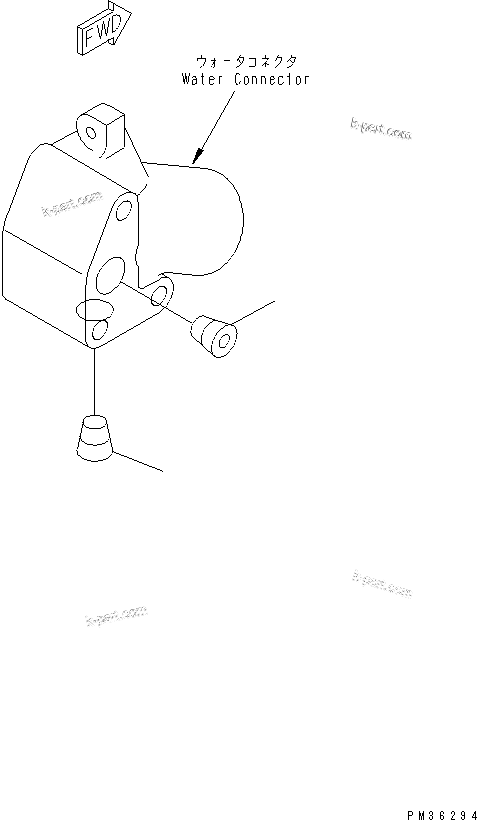 Komatsu parts book diagram for SA6D102E-1B S/N 26200467-UP: WATER CONNECTOR PLUG