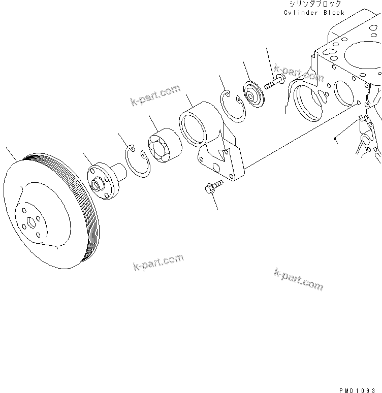 Komatsu parts book diagram for SA6D102E-1B S/N 26200467-UP: FAN DRIVE PULLEY
