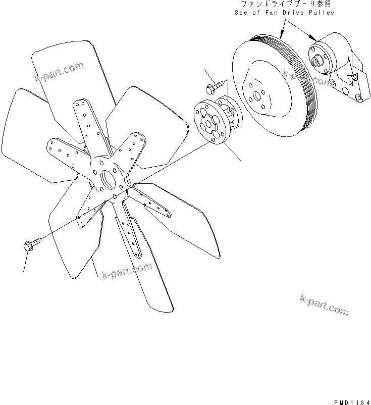 Komatsu parts book diagram for SA6D102E-1B S/N 26200467-UP: COOLING FAN