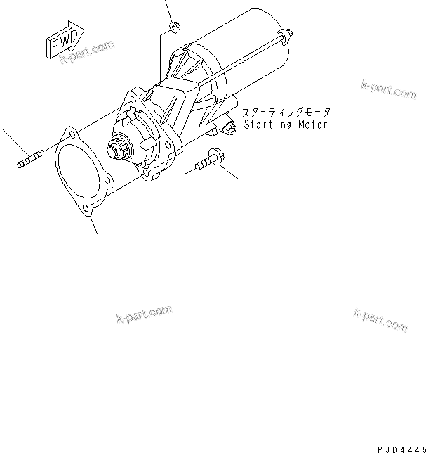 Komatsu parts book diagram for SA6D102E-1B S/N 26200467-UP: STARTING MOTOR MOUNTING (5.5KW)(#26247493-)