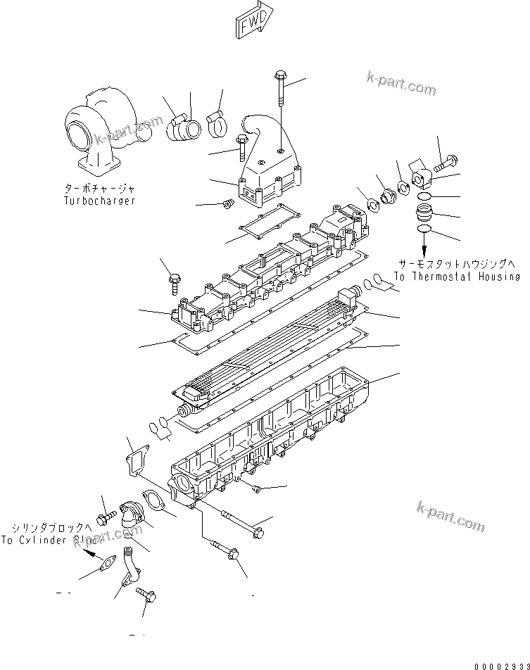 Komatsu parts book diagram for SA6D108-1A-7 S/N 10001-UP: AIR INTAKE MANIFOLD AND AFTER COOLER