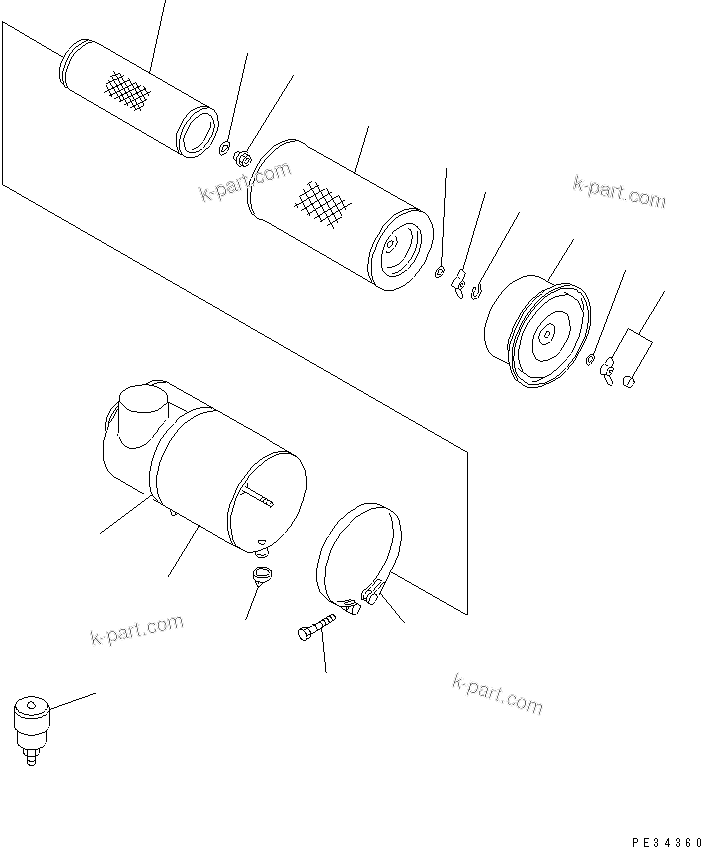 Komatsu parts book diagram for SA6D108-1A-7 S/N 10001-UP: AIR CLEANER (DOUBLE ELEMENT TYPE)(#10001-23277)