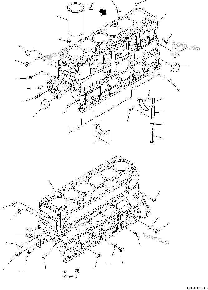 Komatsu parts book diagram for SA6D108-1A-7 S/N 10001-UP: CYLINDER BLOCK(#10001-30193)