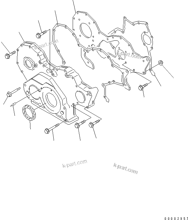 Komatsu parts book diagram for SA6D108-1A-7 S/N 10001-UP: FRONT COVER(#30554-)