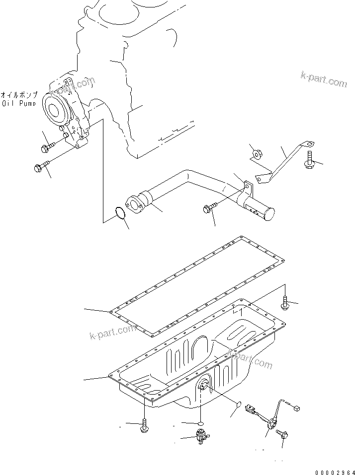 Komatsu parts book diagram for SA6D108-1A-7 S/N 10001-UP: OIL PAN AND SUCTION TUBE (WITH LEVEL SENSOR)(#13108-)