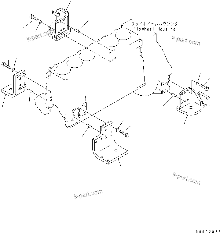 Komatsu parts book diagram for SA6D108-1A-7 S/N 10001-UP: ENGINE MOUNTING