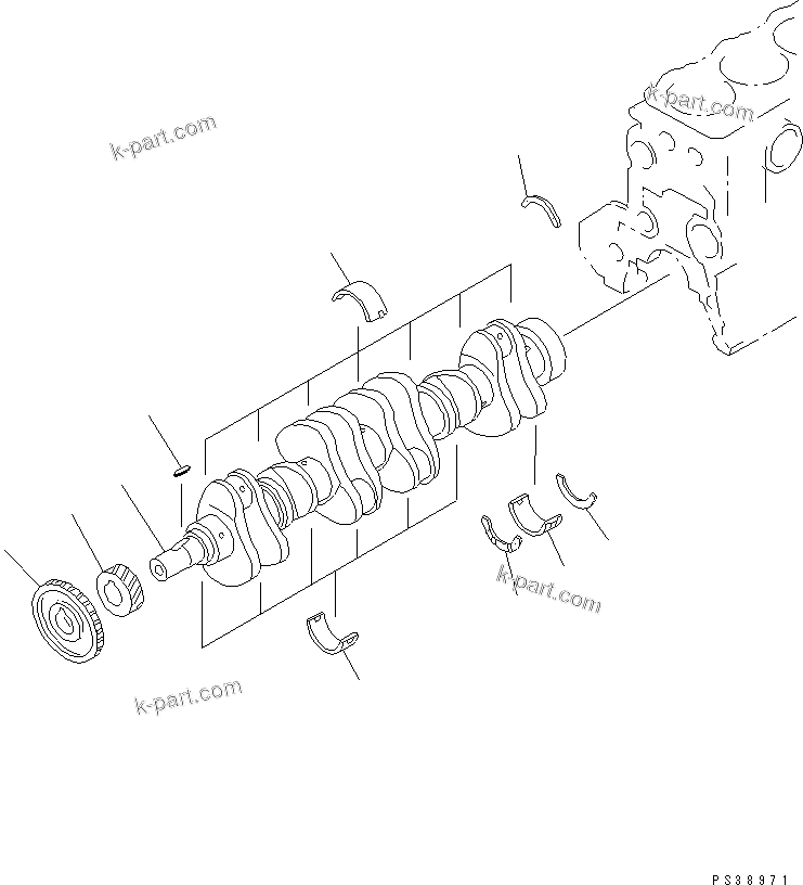 Komatsu parts book diagram for SA6D108-1A-7 S/N 10001-UP: CRANKSHAFT(#10001-15613)