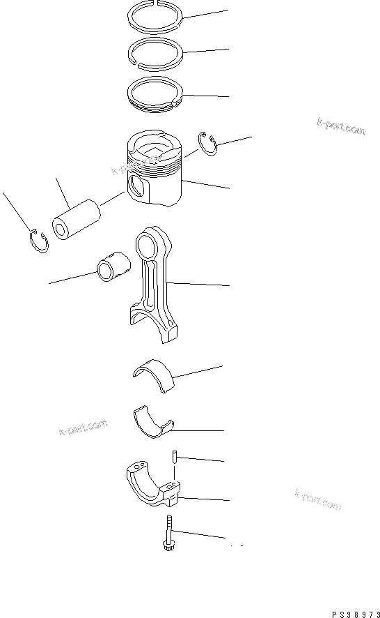 Komatsu parts book diagram for SA6D108-1A-7 S/N 10001-UP: PISTON