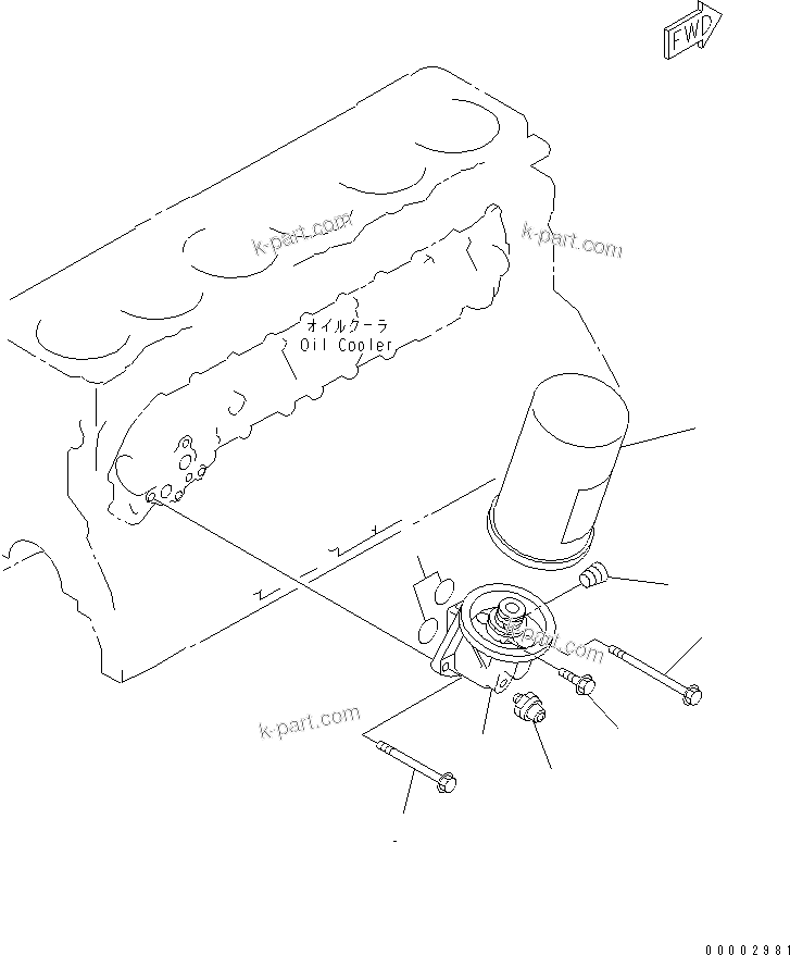 Komatsu parts book diagram for SA6D108-1A-7 S/N 10001-UP: OIL FILTER