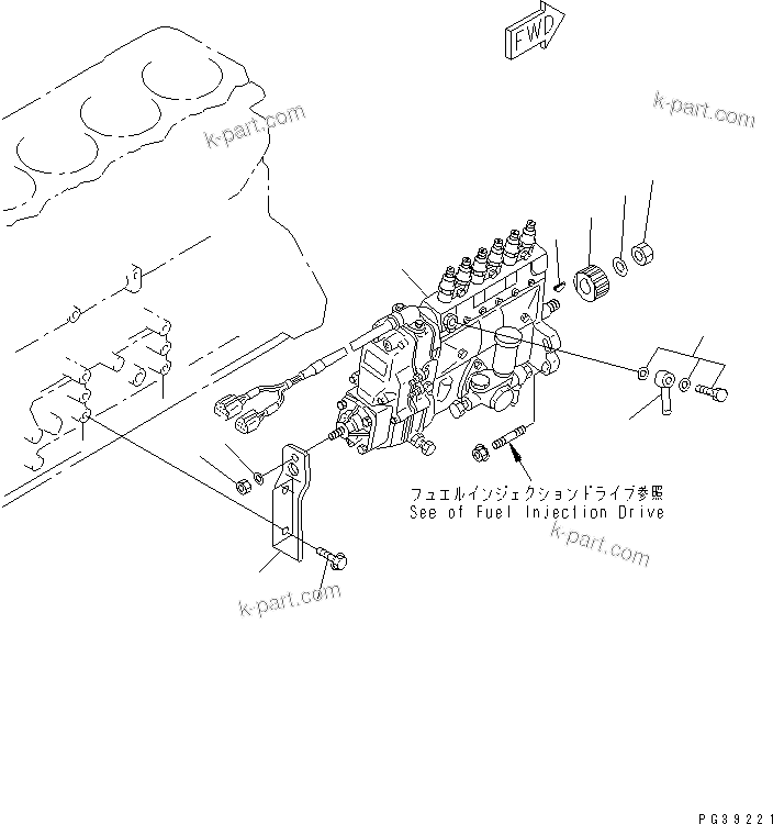 Komatsu parts book diagram for SA6D108-1A-7 S/N 10001-UP: FUEL INJECTION PUMP MOUNTING