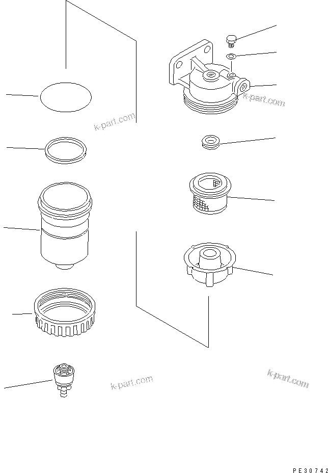 Komatsu parts book diagram for SA6D108-1A-7 S/N 10001-UP: WATER SEPARATER