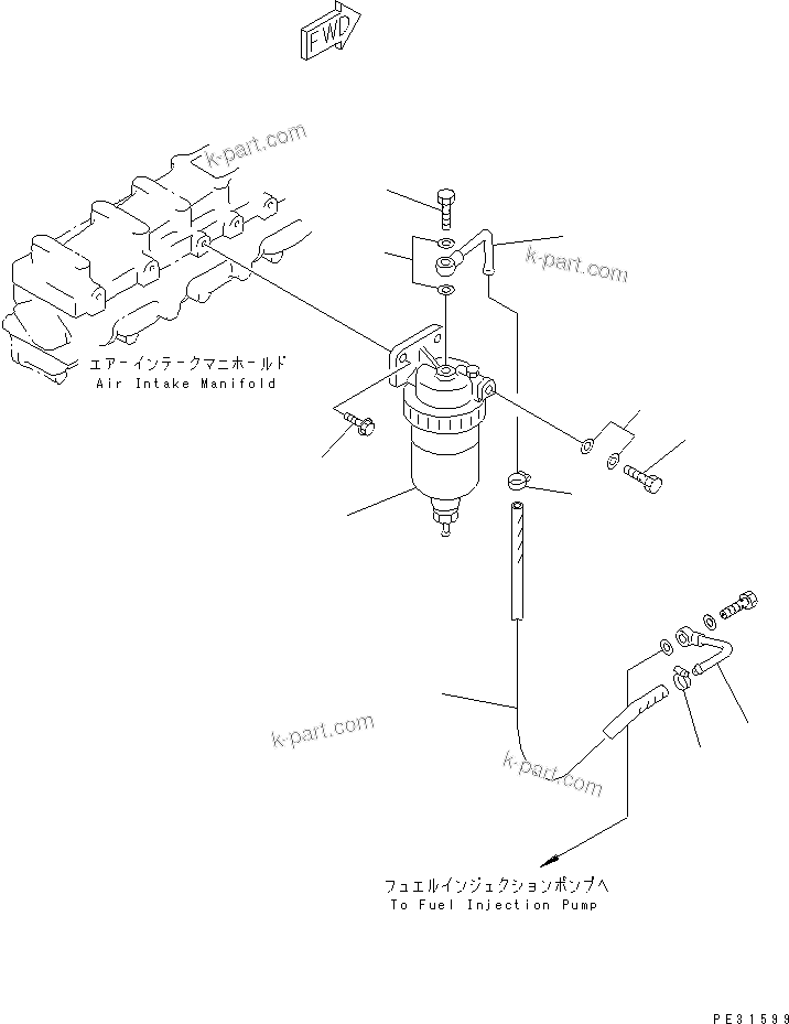 Komatsu parts book diagram for SA6D108-1A-7 S/N 10001-UP: WATER SEPARATOR(#10001-30194)